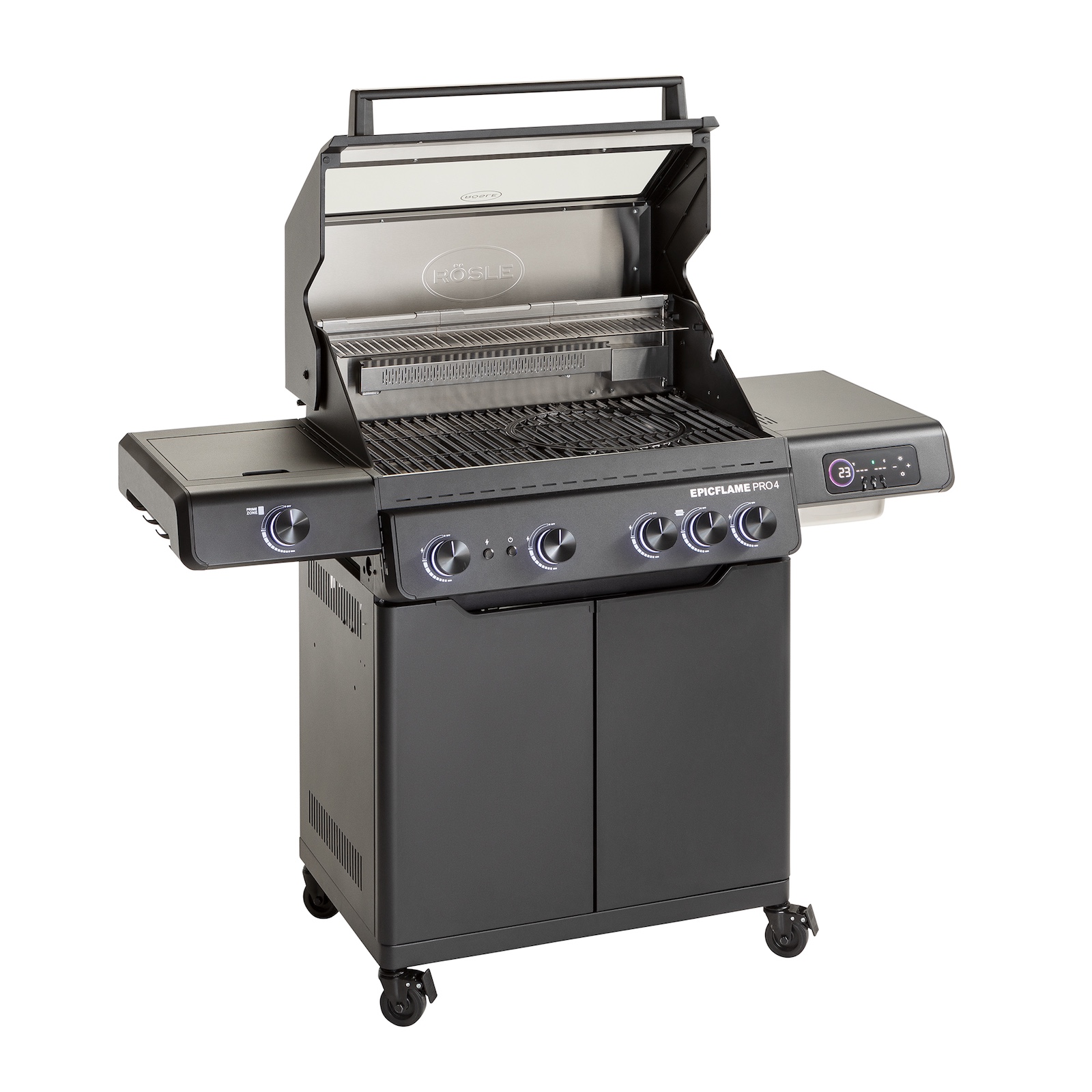 Rösle Gasgrill EPICFLAME PRO 4 Schwarz mit PRIMEZONE und Backburner 251165