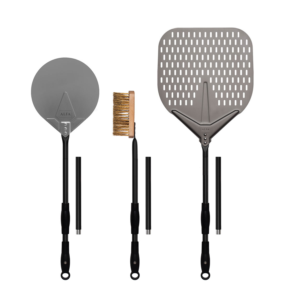 Alfa Forni Pizza Schaufel Set Medium Ø 30cm Schaufel + Wender + Reinigungsbürste AC-SETPALE-M