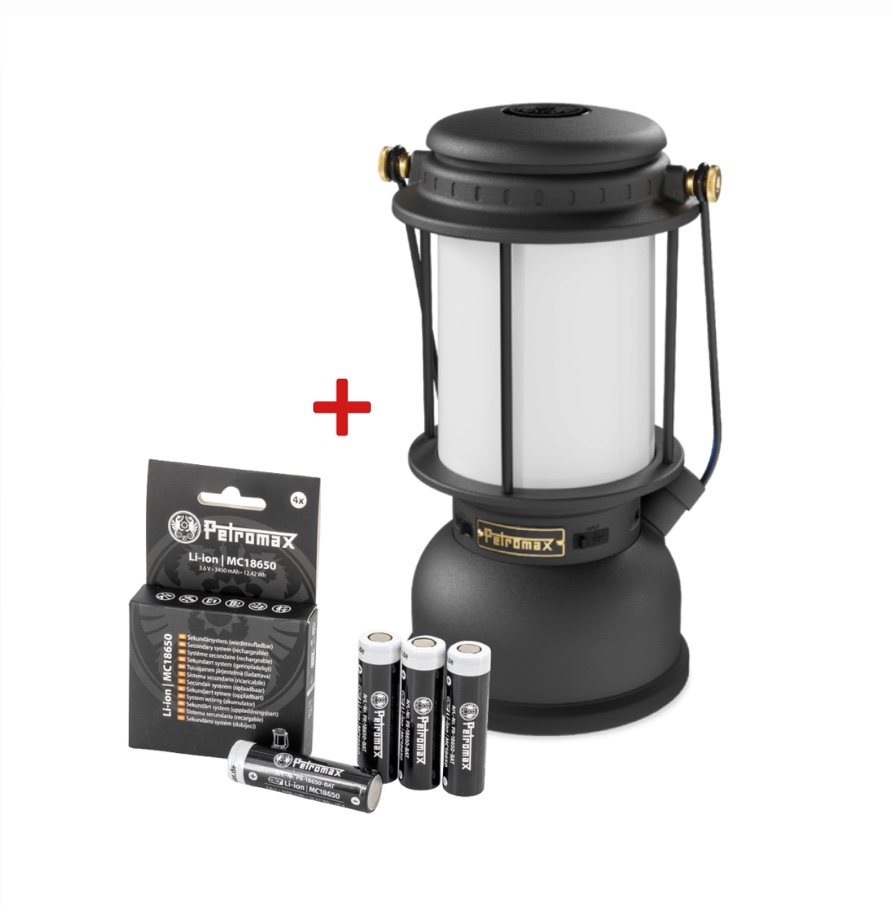 Petromax LM500 LED Laterne Schwarz Set inklusive Akku PX-LM500-Black + PX-18650-BAT