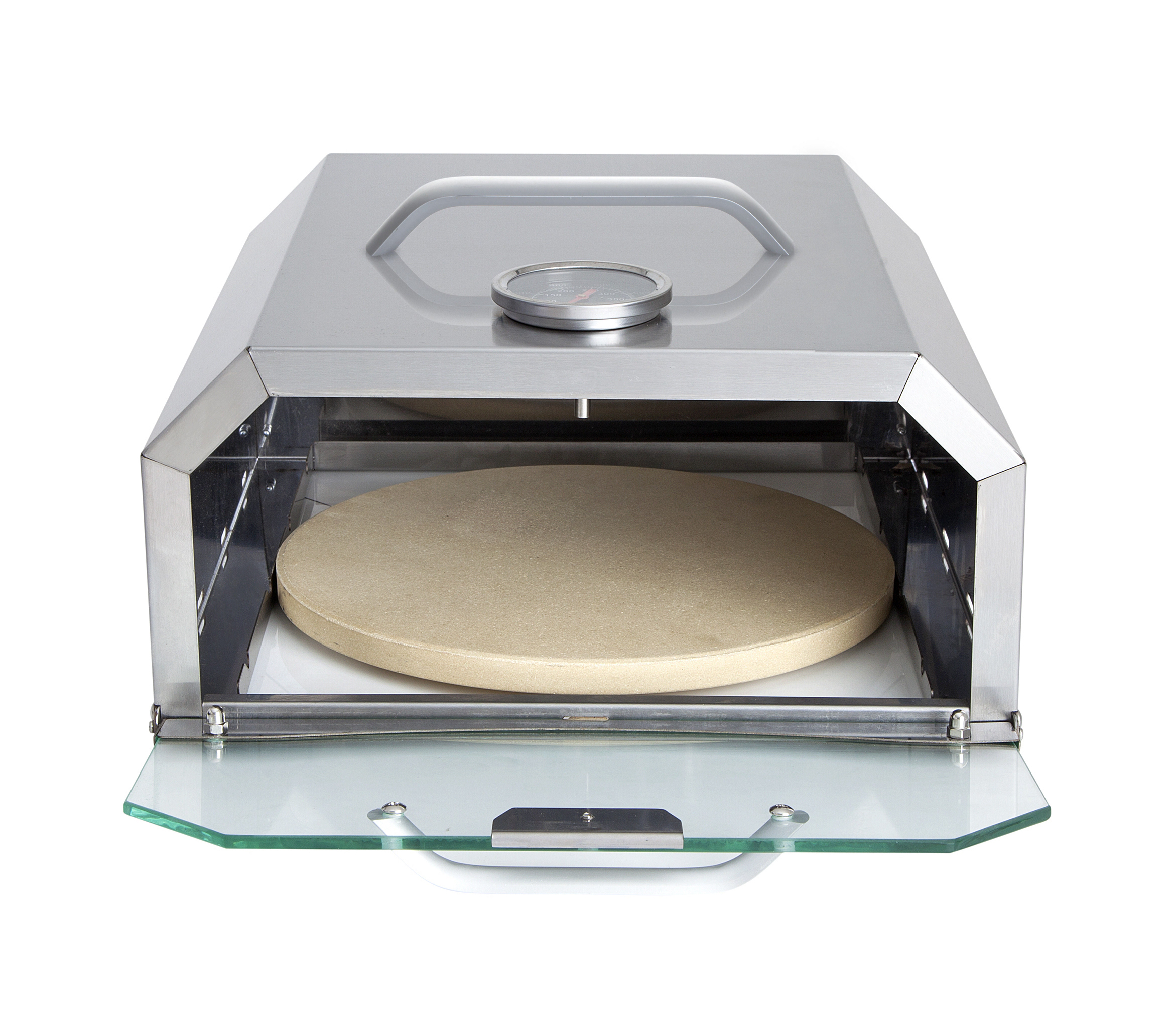 Allgrill Pizzaboxx eckig Edelstahl Pizzaaufsatz für Gasgrills mit Seitenkochfeld