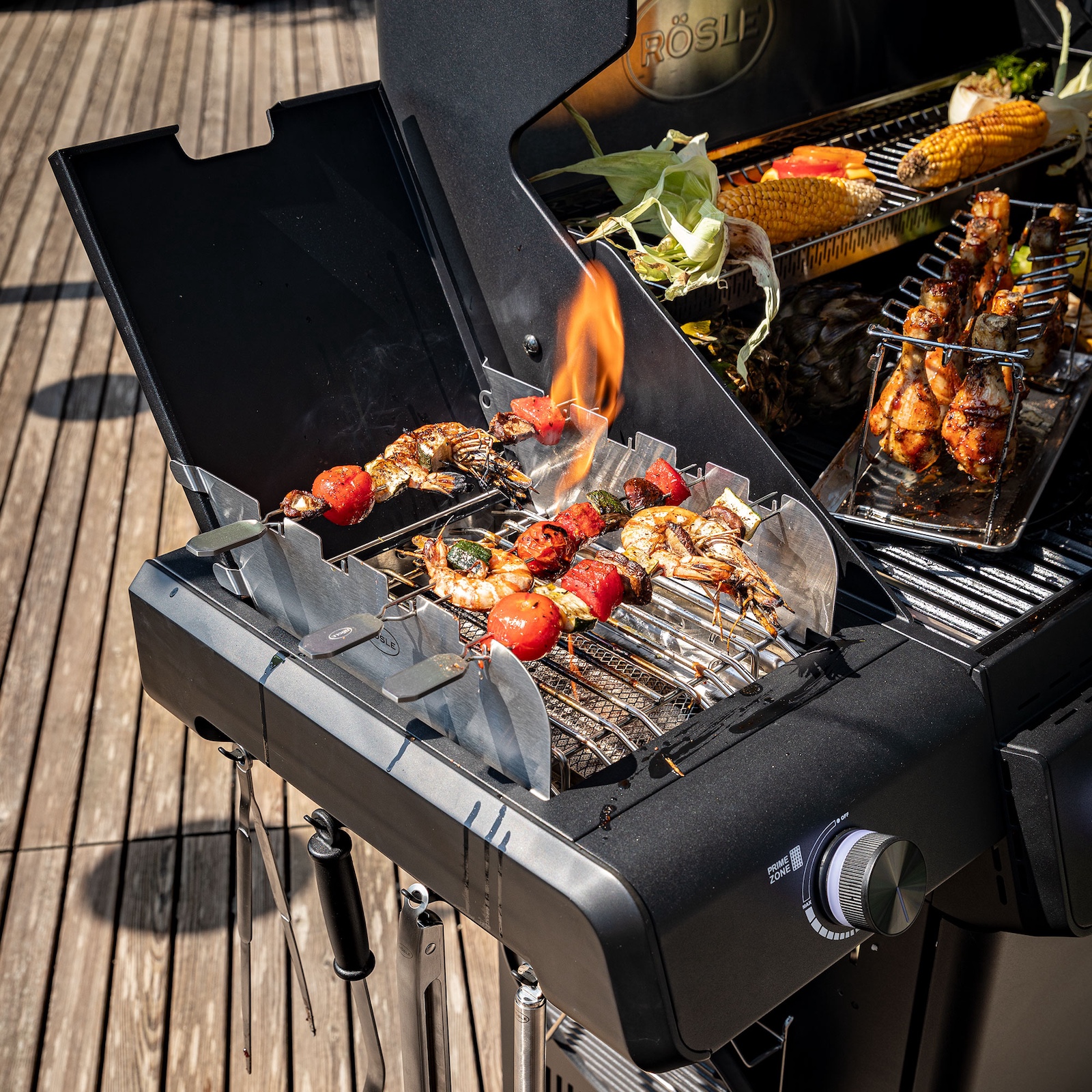 Rösle Gasgrill ALLFLAME Hero 4 Schwarz mit PRIMEZONE und Backburner 251053