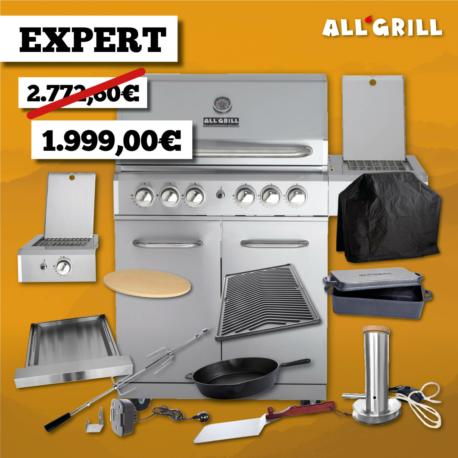 ALLGRILL Gasgrill ALLROUNDER L - 35 Jahre Jubiläumsaktion inkl. EXPERT Zubehörset (100304_35J)