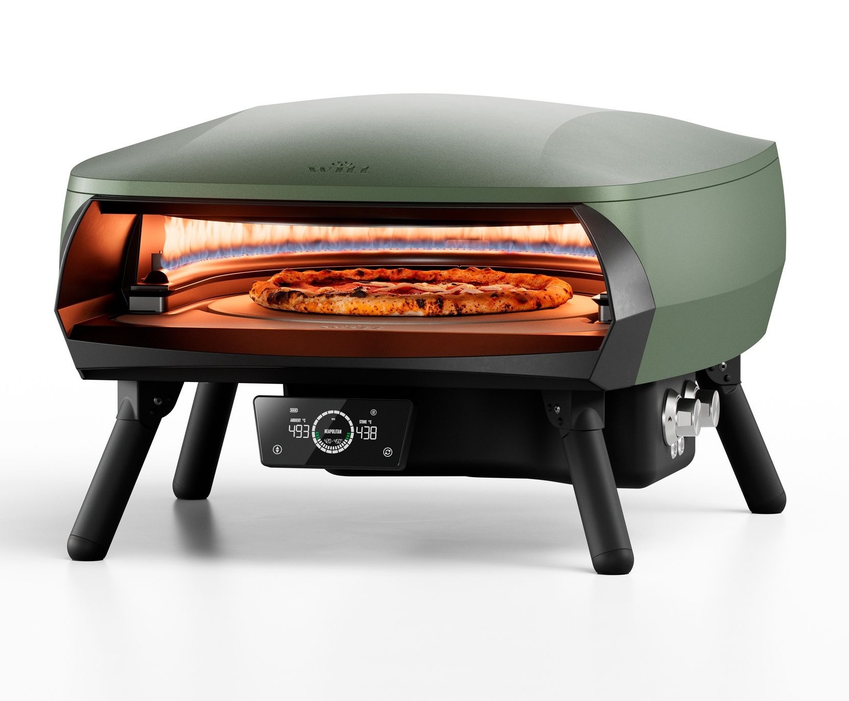 Witt Etna Rotante 16" Control Gas Pizzaofen rotierend 2 Brenner 9,2 kW Matt Grün 100000377