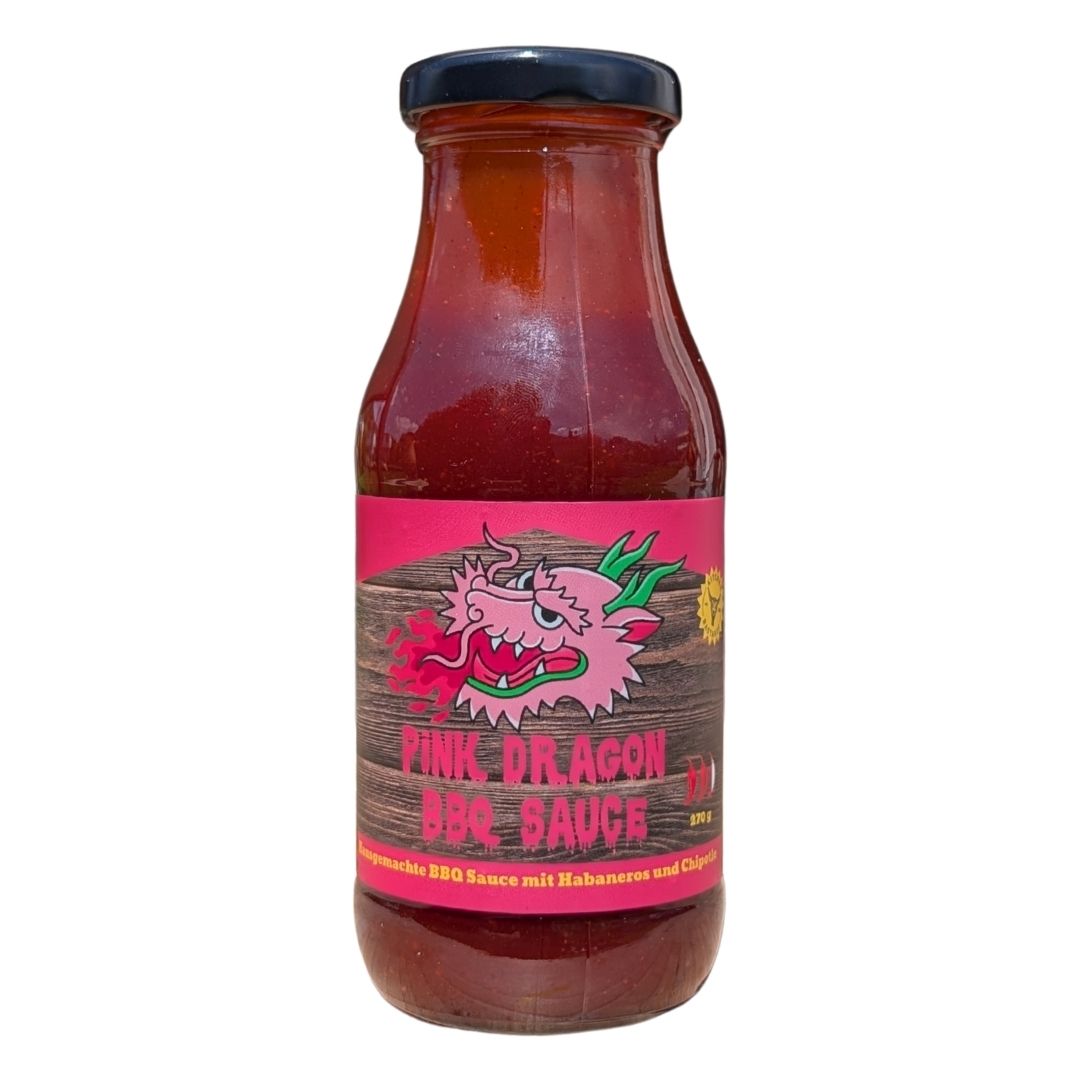 Kitchen Bastards Pink Dragon BBQ Sauce - Scharfe BBQ Sauce mit Habanero & Chipotle 270 g