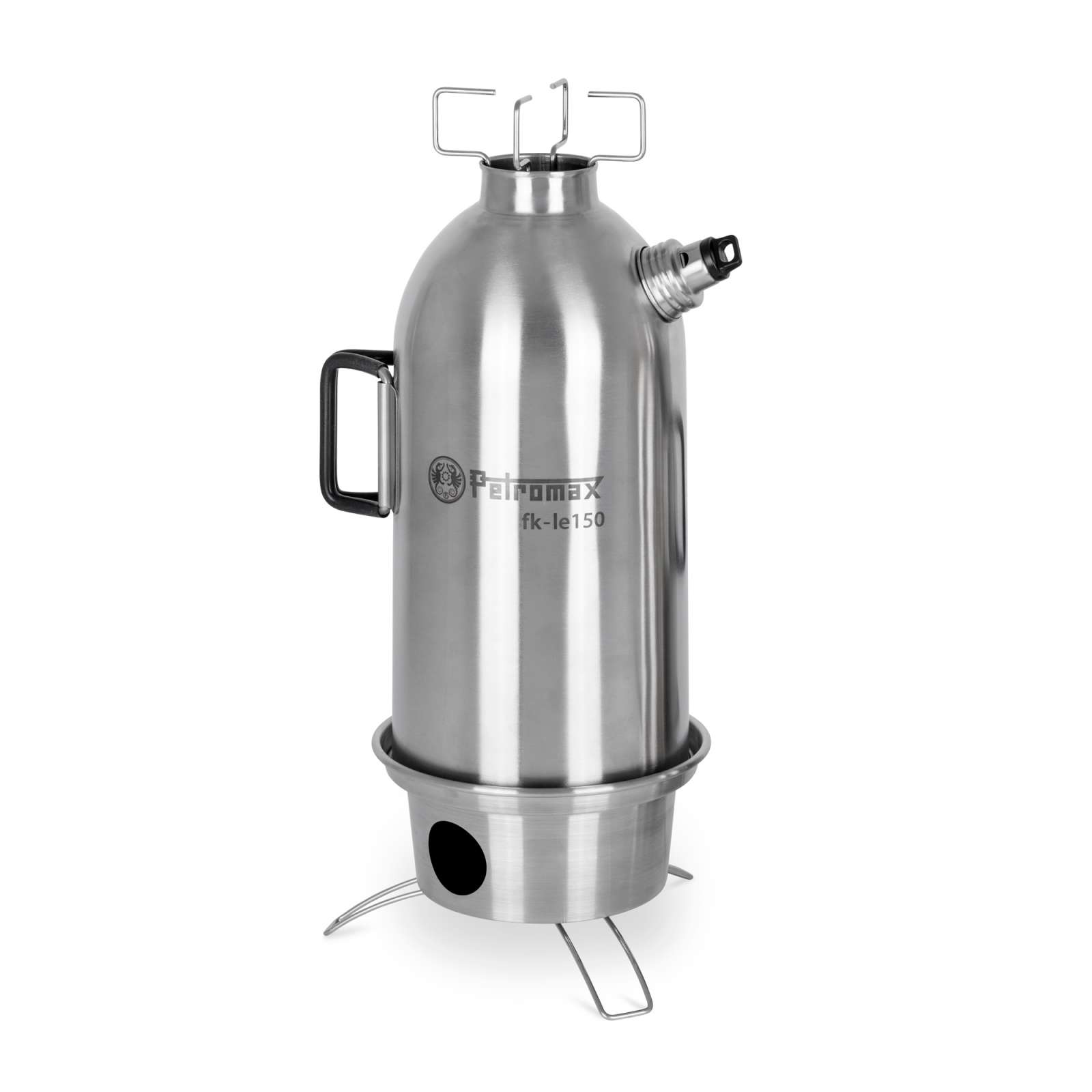 Petromax Feuerkanne fk-le150 aus Edelstahl 1,5 Liter Wasserkocher mit integriertem Kochaufsatz