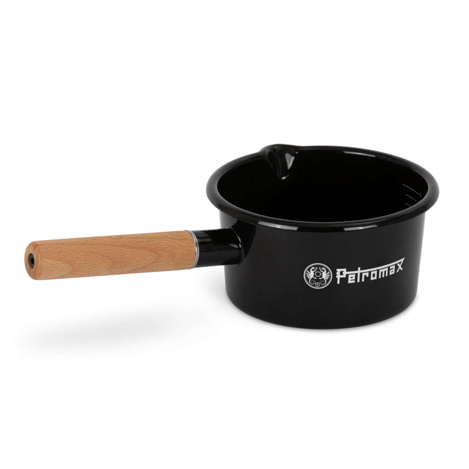 Petromax Emaille Stieltopf schwarz 1 Liter mit Holzgriff für Feuerstellen & Herd