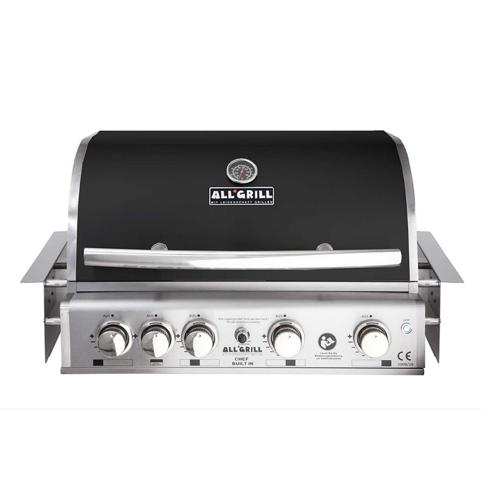 ALLGRILL Einbau-Gasgrill CHEF L BLACK Built-In Air System, 4 Brenner, Backburner 100729